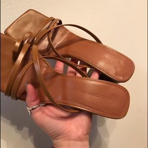 Princess Polly tan strappy square open toe heel